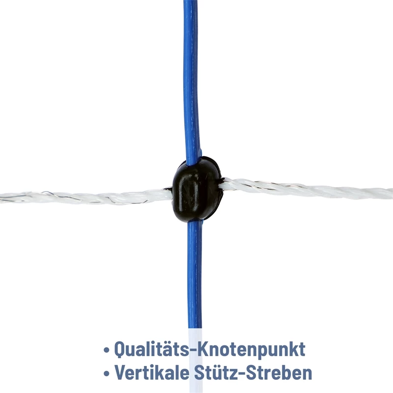 AKO TitanNet Premium Plus 50m Schafnetz 108cm, 14 Verst. Pfähle, 2 Spitz, Starre Streben, Blau-weiß – Bild 4