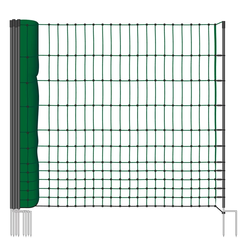 VOSS.farming Classic 25m Hühnerzaun, Geflügelzaun/-netz, 112cm, 9 Pfähle, 2 Spitzen, Ohne Strom