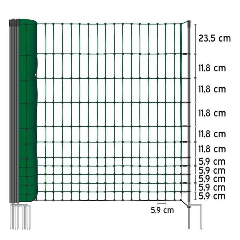 VOSS.farming Classic 25m Hühnerzaun, Geflügelzaun/-netz, 112cm, 9 Pfähle, 2 Spitzen, Ohne Strom – Bild 2