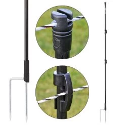 10x VOSS.farming Fiberglaspfahl, 125cm, Ø 13mm, Rund, 2 Spitzen, Schwarz