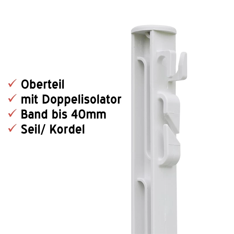 60x VOSS.farming Weidezaunpfähle, Kunststoff, 150 Cm, 14 Ösen, Weiß – Bild 6