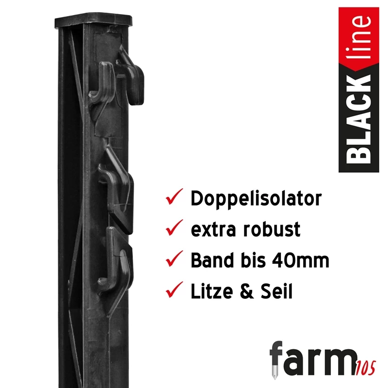 60x VOSS.farming "farm 105" Weidezaunpfahl 105cm, Schwarz, AKTION! – Bild 4