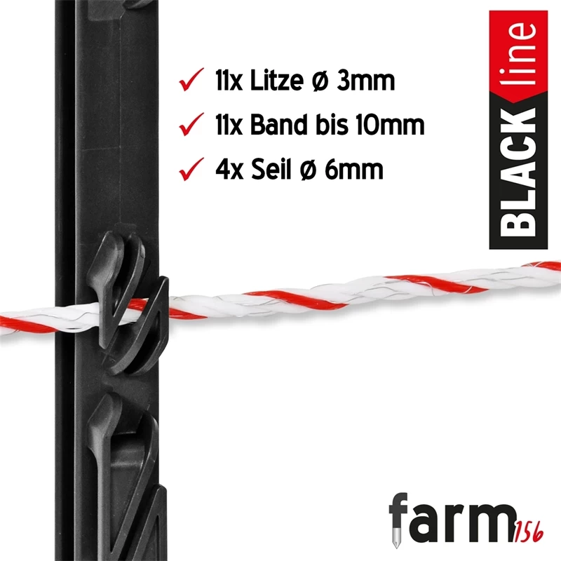 20x VOSS.farming "farm 156" Weidezaunpfähle 156cm, Schwarz – Bild 8