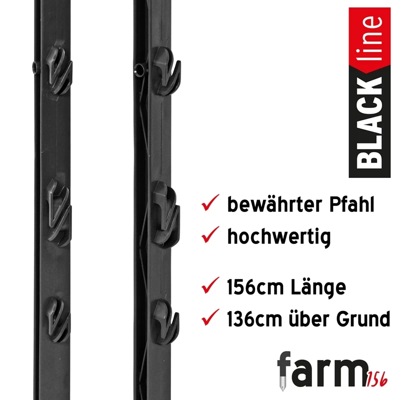 40x VOSS.farming "farm 156" Weidezaunpfahl 156cm, Schwarz, AKTION! – Bild 2