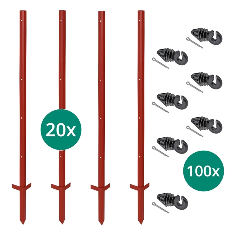 VOSS.farming Set: 20x Winkelstahlpfähle 115cm + 100x Ringisolatoren Mit Splint – Bild 2