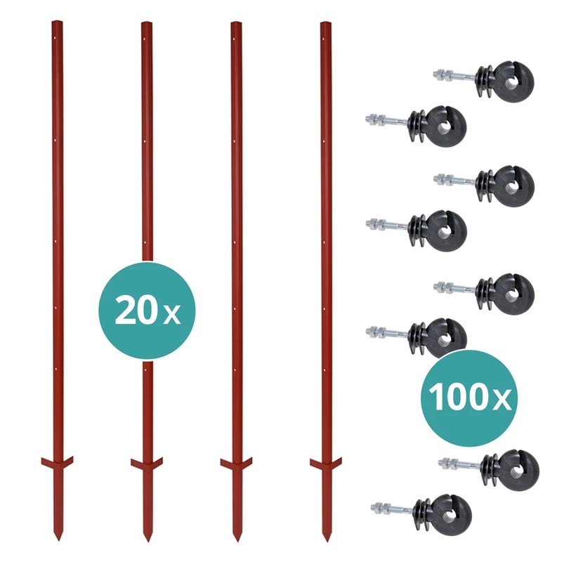 VOSS.farming Set: 20x Winkelstahlpfähle 165cm + 100x Ringisolatoren Mit M6 Gewinde – Bild 2