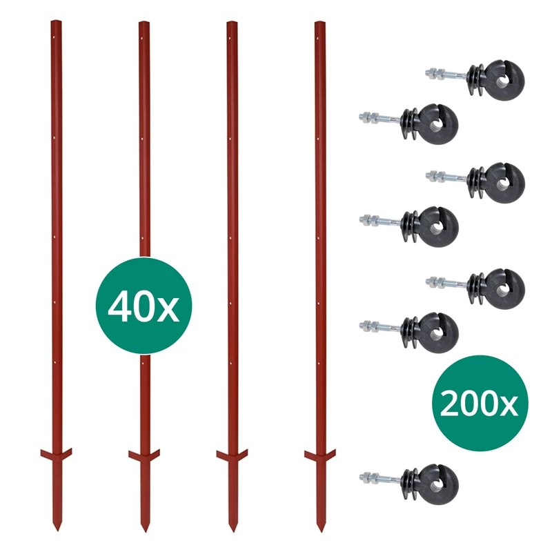 VOSS.farming Set: 40x Winkelstahlpfähle 165cm + 200x Ringisolatoren Mit M6 Gewinde – Bild 2