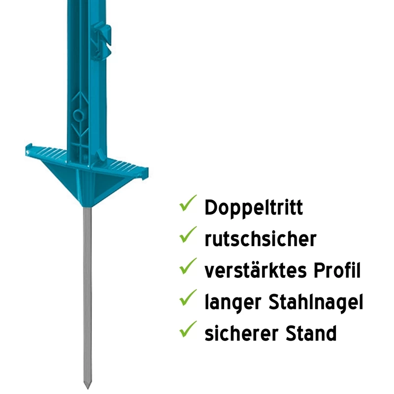 20x VOSS.farming "style" Weidezaunpfähle, 156 Cm, Doppeltritt, Petrol – Bild 2
