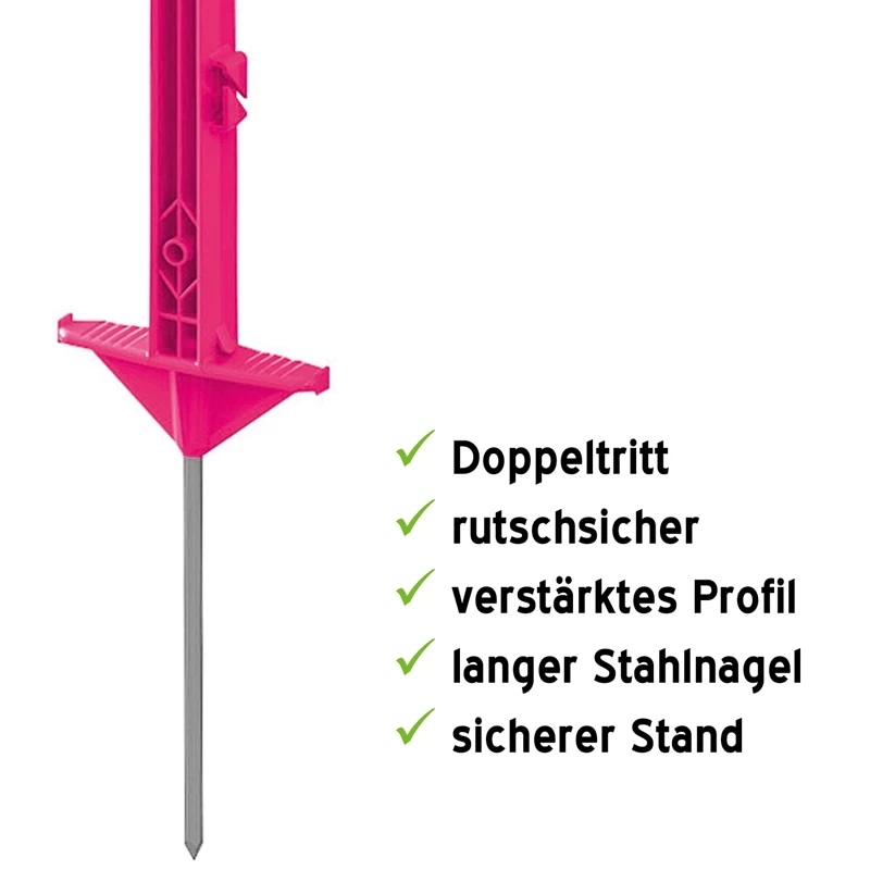 20x VOSS.farming "style" Weidezaunpfähle, 156 Cm, Doppeltritt, Pink – Bild 2