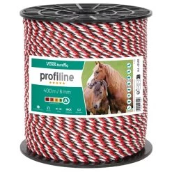 VOSS.farming Weidezaunseil 400m, 3x0,25 Kupfer + 3x0,25 Niro, Weiß/rot/schwarz