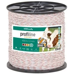 VOSS.farming Weidezaun-Litze BRAID-X 400m, 2 X 0,20 Niro + 1 X 0,25 Kupfer, WeiĂ/orange