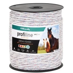VOSS.farming Weidezaunseil 200m, Ø 6mm, 6x0,25 HPC® Powerleiter, Qualitäts Weidekordel, Weiß