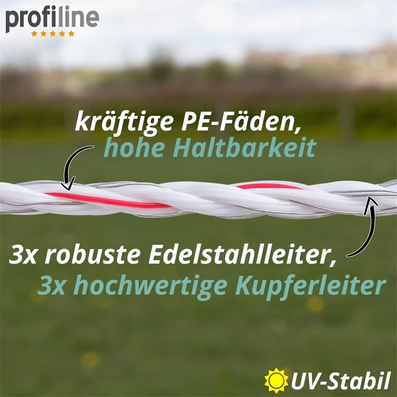 5x VOSS.farming Weidezaunlitze 400m, 3x 0,25 Kupfer + 3x 0,20 Niro, Inkl. 10x Verbinder & Warnschild – Bild 14