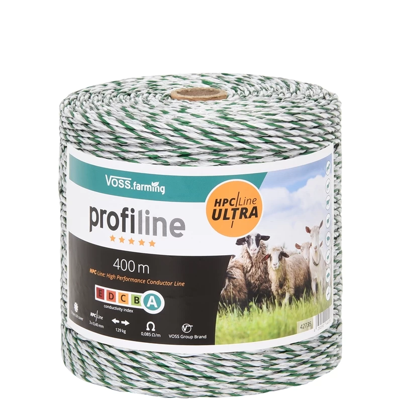 VOSS.farming Weidezaunlitze 400m, 3x0,40 HPC/Ultra, Weiß-grün