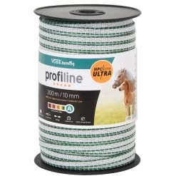 VOSS.farming Weidezaunband 200m, 10mm, 4x0,40 HPC/Ultra, Weiß-grün