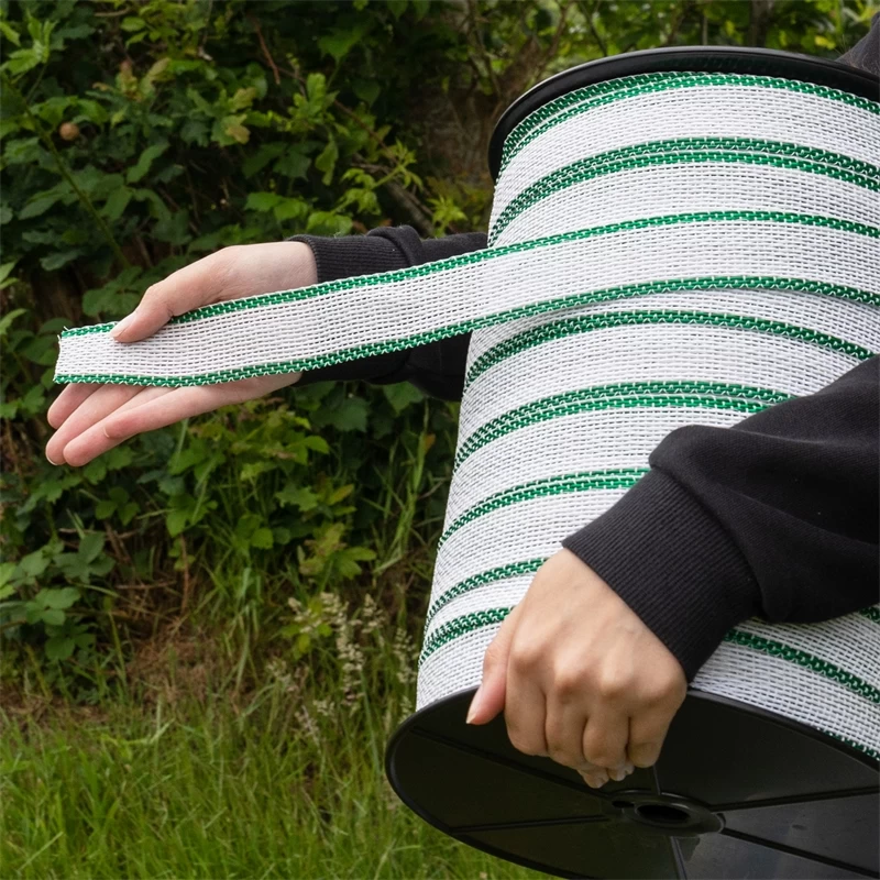 VOSS.farming Weidezaunband 200m, 40mm, 10x0,40 HPC/Ultra, Weiß-grün – Bild 5