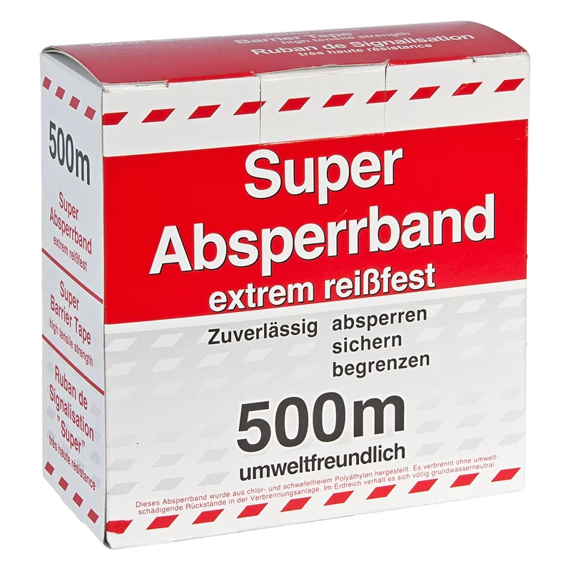 500m Absperrband, Signalband, Flatterband Rot/ Weiss