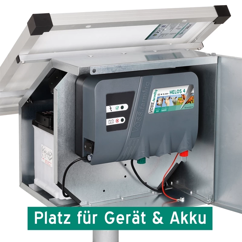 VOSS.farming 35W Solar Anti-Diebstahlkasten, Weidezaun, Inkl. Aufstellpfahl + Zubehör – Bild 4
