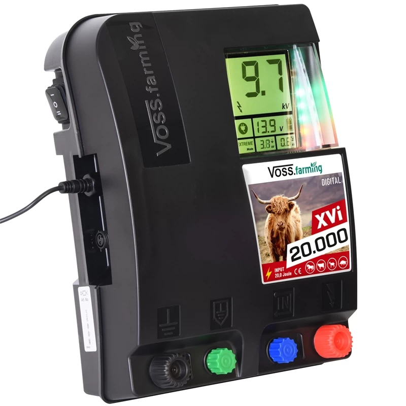 VOSS.farming "XVi 20.000 DIGITAL" - Ultra Starkes Duo-Weidezaungerät 12V-230V