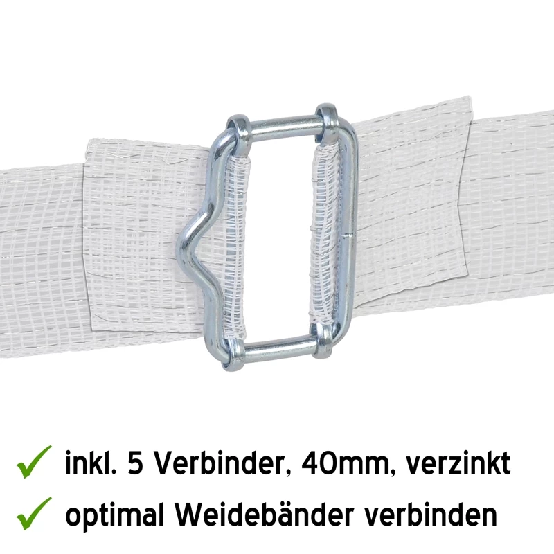 5x VOSS.farming Weidezaunband 200 M, 40 Mm, 9x0,16 Niro, Weiß (inkl. 5 Verbinder & Warnschild) – Bild 9