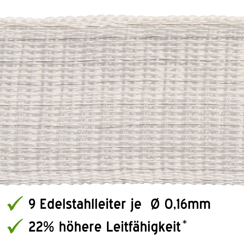 5x VOSS.farming Weidezaunband 200 M, 40 Mm, 9x0,16 Niro, Weiß (inkl. 5 Verbinder & Warnschild) – Bild 8