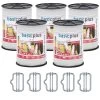 5x VOSS.farming Weidezaunband 200 M, 20 Mm, 5x0,16 Niro, Weiß (inkl. 5 Verbinder & Warnschild)
