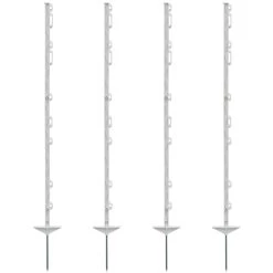 40x VOSS.farming "farm 125" Weidezaunpfähle 125 Cm, 9 Ösen, Weiß