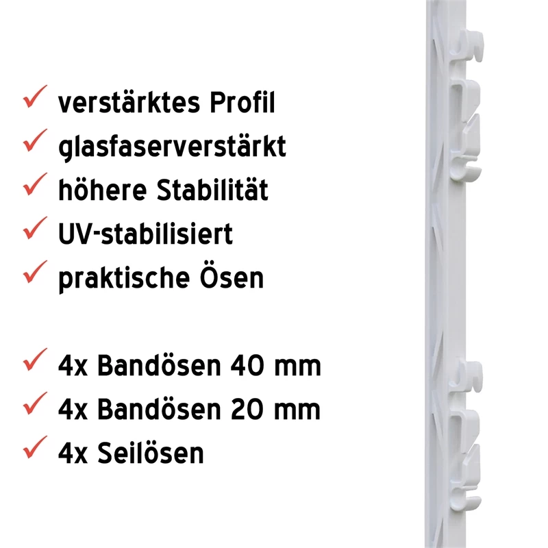 20x VOSS.farming Weidepfähle, 157cm, Steigbügel, Glasfaserverstärkt, Weiss – Bild 5