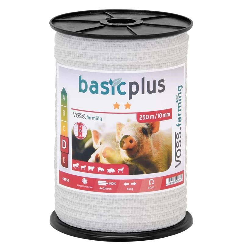 4x VOSS.farming Weidezaunband 250m, 10mm, 4x0,16 Niro, Weiß + 5 Verbinder! – Bild 2