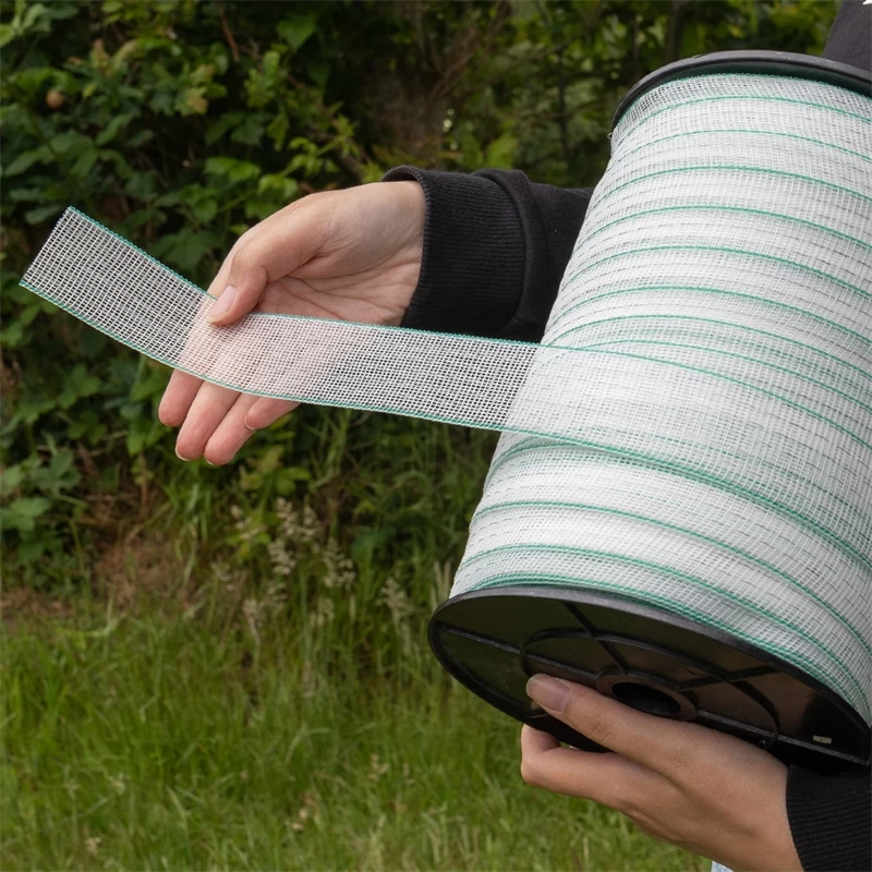 3x Elektrozaun-Band 200m, 40mm, 1x0,20 Kupfer + 6x0,20 Niro + 5x Verbinder + Warnschild – Bild 5