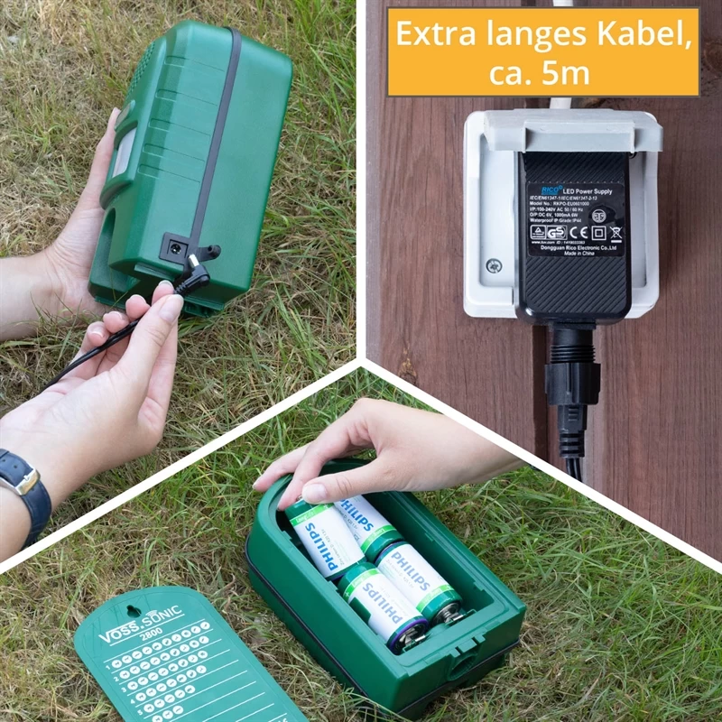 VOSS.sonic 2800 Ultraschall Abwehr (inkl. Blitzlicht) Katzenabwehr, Hundeabwehr, Marderabwehr – Bild 6