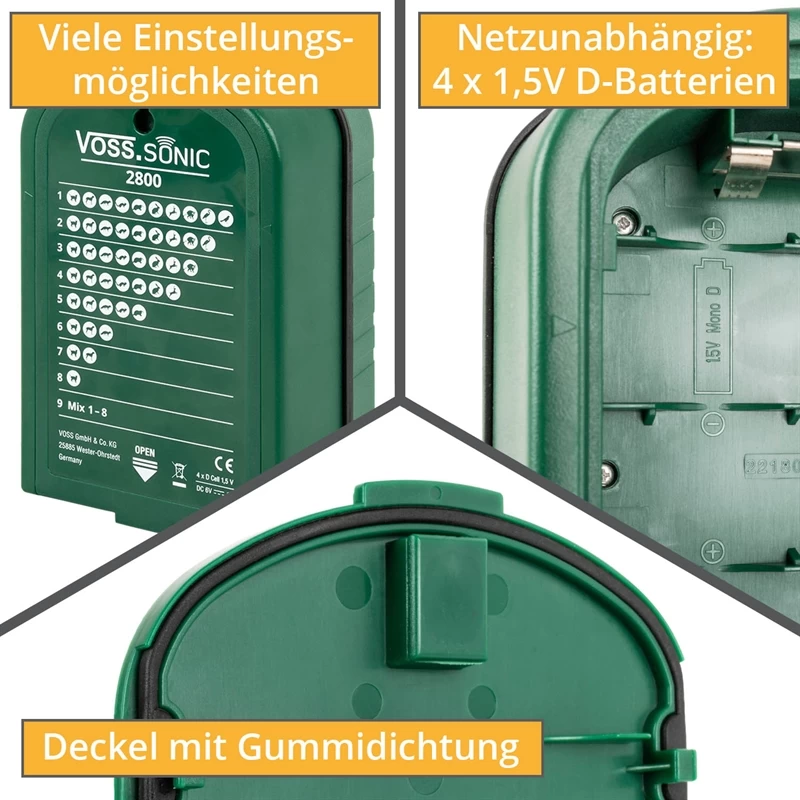 VOSS.sonic 2800 Ultraschall Abwehr (inkl. Blitzlicht) Katzenabwehr, Hundeabwehr, Marderabwehr – Bild 7