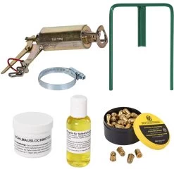 Kieferle W2 Wühlmausschussfalle + 50x Kartuschen + Halterung + Lockmittel + Öl