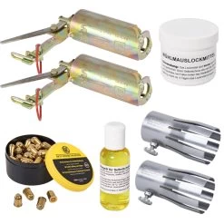 2x VOSS.garden Wühlmausschussgerät + 2x VOSS.garden Safety Crown® + 50x Kartuschen + Lockmittel + Öl