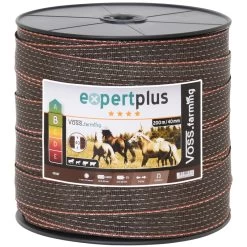 VOSS.farming Weidezaunband 200 M/40 Mm, 2x0,3 Kupfer + 8x0,3 Niro, Braun-orange
