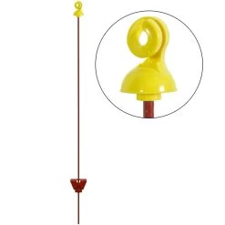 25x VOSS.farming Weidezaunpfahl 105 Cm, Rund, 7 Mm, Gelber Isolator