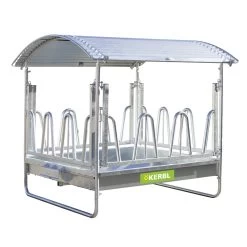 KERBL Viereckraufe, Futterraufe, Rundballenraufe Mit Dach Und Palisadenfressgitter, Höhenverstellbar
