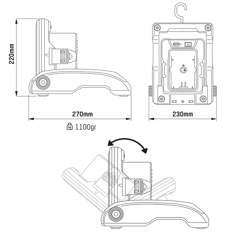 LED-Baustrahler Mit Adapter Für Marken-Akkus - Multi Akku Arbeitsleuchte, 20W, 2900lm – Bild 8
