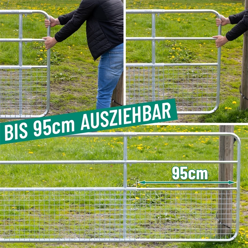 VOSS.farming Weidetor Verstellbar 200 - 300 Cm, Mit Gitter, 110 Cm Hoch, Verzinkt – Bild 4