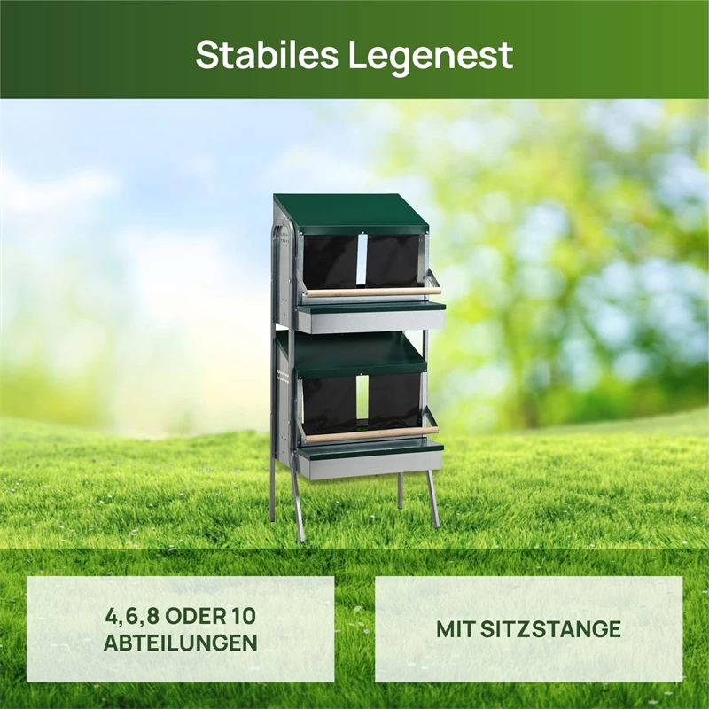 Hühner Abrollnest Mit Sitzstange Im Doppelständer - Etagen Legenest Zum Aufstellen – Bild 3