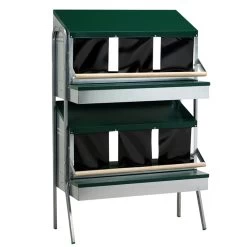 Hühner Abrollnest Mit Sitzstange Im Doppelständer - Etagen Legenest Zum Aufstellen