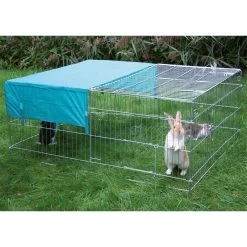 Welpenauslauf 144 X 112 X 60cm, Freilaufgehege FĂŒr Kaninchen, HĂŒhner Mit Sonnenschutz