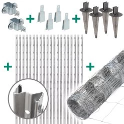 50m VOSS.farming Classic Wildzaun Komplettset 80/5/30 + Z-Profilpfosten + Schellen + Kappen + Erdtel