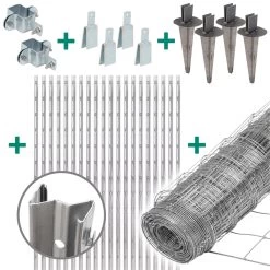 50m VOSS.farming Classic Wildzaun Komplettset 100/8/30 + Z-Profilpfosten + Schellen + Kappen + Erdte