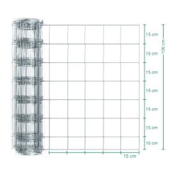 50m VOSS.farming Classic Wildzaun, Knotengeflecht, Höhe 100cm - 100/08/15, Verzinkt