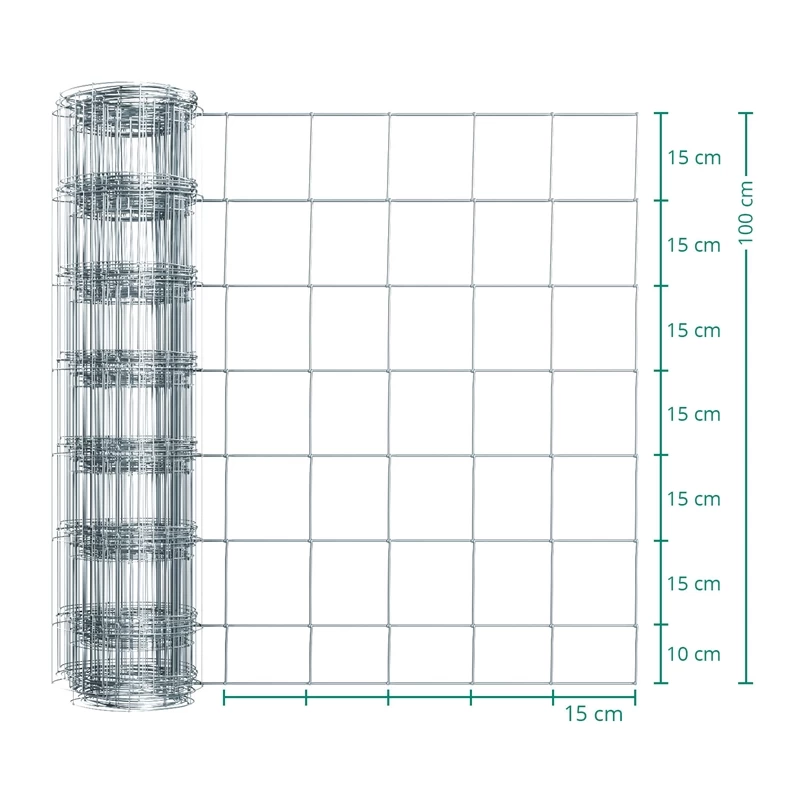 50m VOSS.farming Classic Wildzaun, Knotengeflecht, Höhe 100cm - 100/08/15, Verzinkt