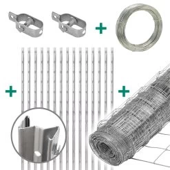 50m VOSS.farming Premium Wildzaun Komplettset 100/8/30 + Z-Profilpfosten + Spanndraht + Drahtspanner