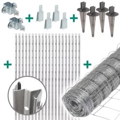 50m VOSS.farming Premium Wildzaun Komplettset 100/8/15 + Z-Profilpfosten + Schellen + Kappen + Erdte