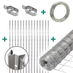 50m VOSS.farming Premium Wildzaun Komplettset 125/13/30 + Z-Profilpfosten + Spanndraht + Drahtspanne