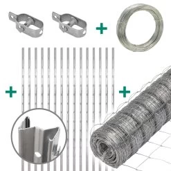 50m VOSS.farming Premium Wildzaun Komplettset 125/13/15 + Z-Profilpfosten + Spanndraht + Drahtspanne